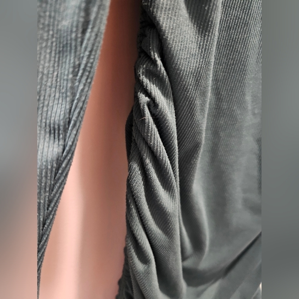 Justify Green Ruched Ribbed Bodycon Dress | Size Large - Picture 3 of 10